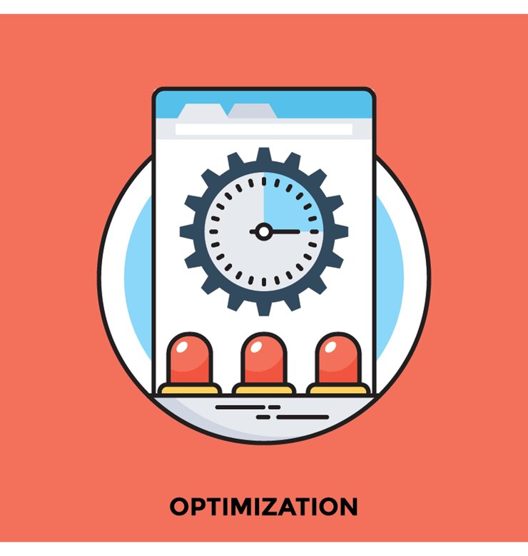 Vector icono de vector plano de optimización