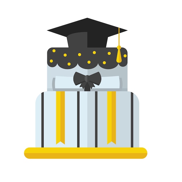 Icono de Vector plano de pastel de graduación