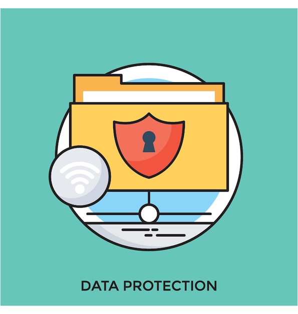 Icono de vector plano de protección de datos