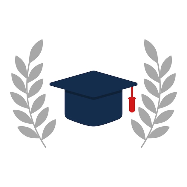 Ícono de vector plano de la tapa de graduación aislado sobre un fondo blanco