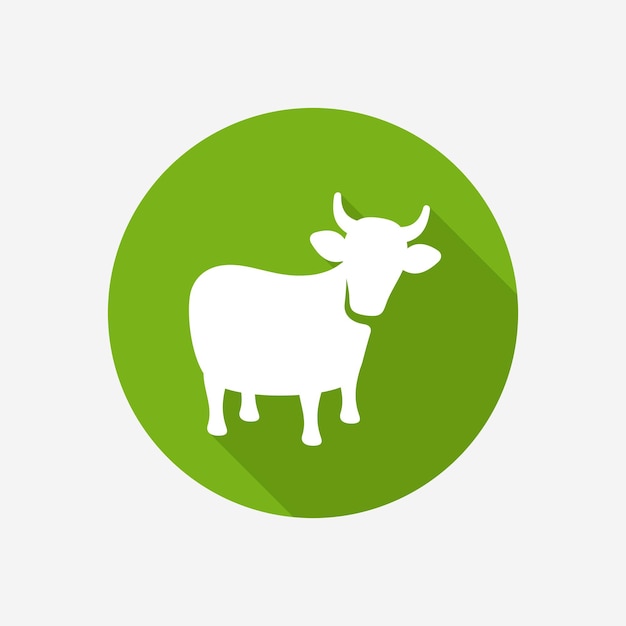 Icono de vector plano de vaca. Icono de animales de granja.