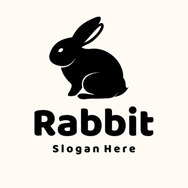 Icono de vector de plantilla de diseño de logotipo de conejo negro