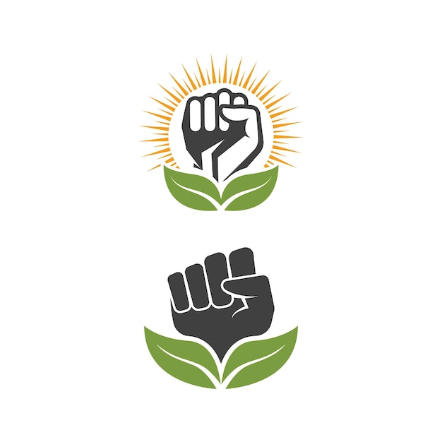 Icono de vector de plantilla fuerte de mano