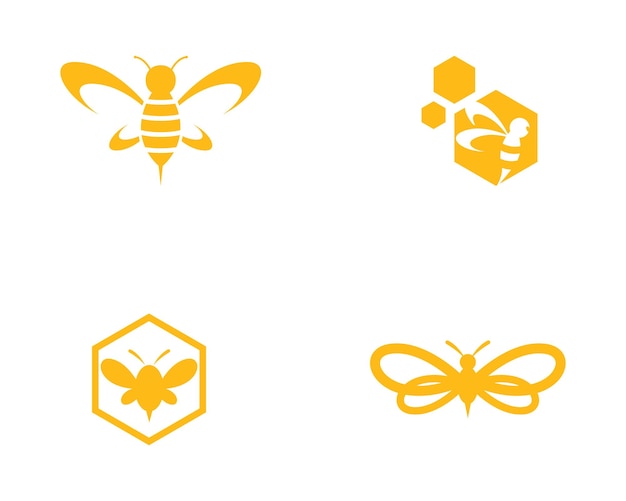 Icono de vector de plantilla de logotipo de abeja