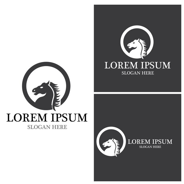 Icono de Vector de plantilla de logotipo de caballo