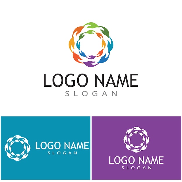 Icono de vector de plantilla de logotipo de cuidado de manos Business