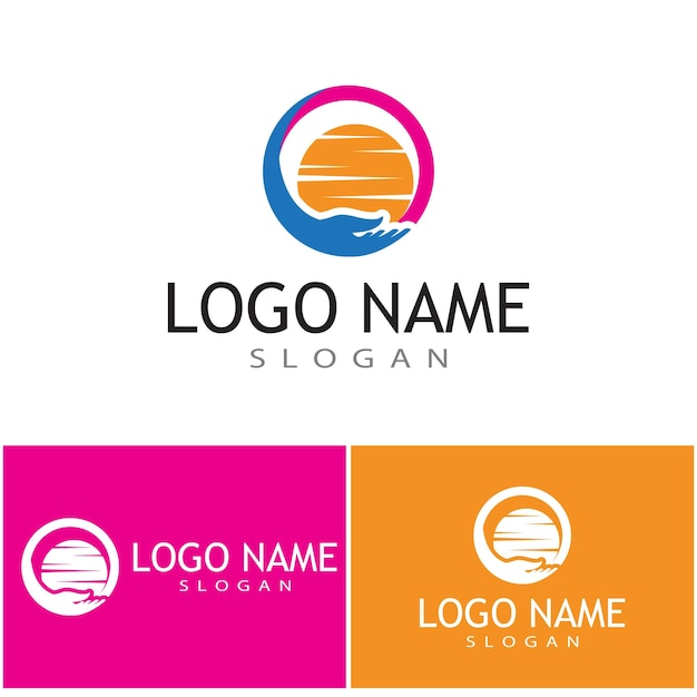Icono de vector de plantilla de logotipo de cuidado de manos Business