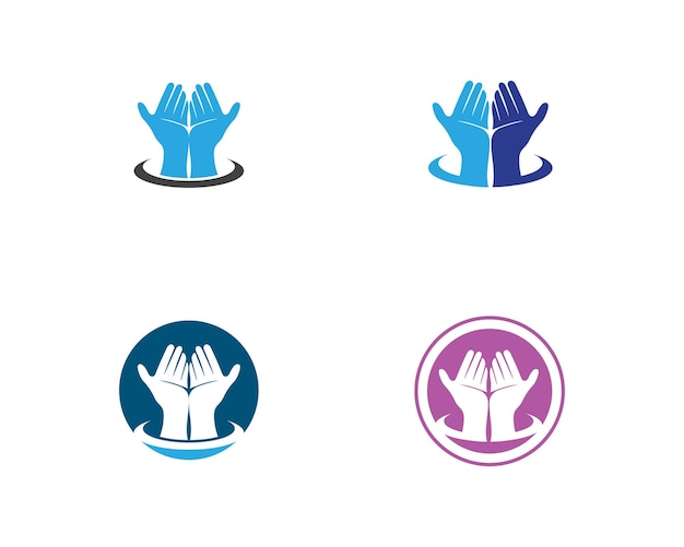 Icono de vector de plantilla de logotipo de cuidado de manos Business