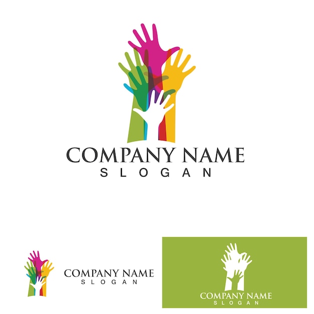 Icono de vector de plantilla de logotipo de cuidado de manos Business