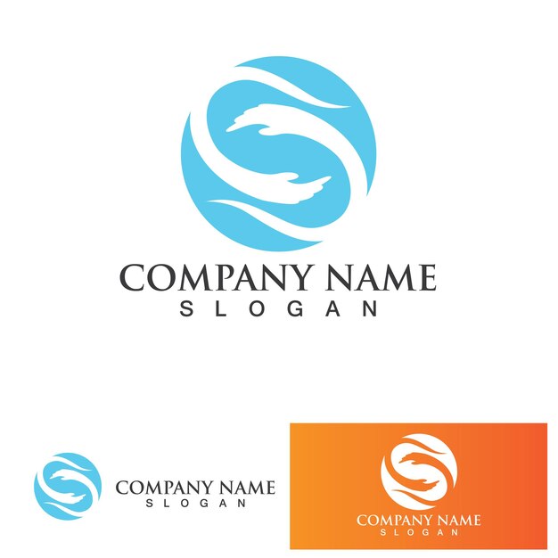Icono de vector de plantilla de logotipo de cuidado de manos Business
