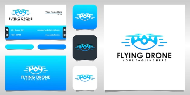 Icono de vector de plantilla de logotipo de drone. vector de drone de fotografía para diseño de logotipo y tarjeta de visita