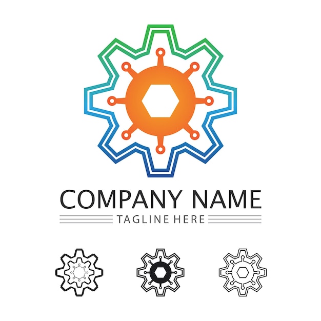Icono de vector de plantilla de logotipo de engranaje