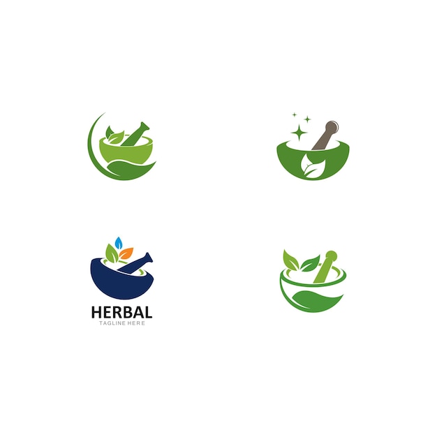 Icono de vector de plantilla de logotipo de hierbas