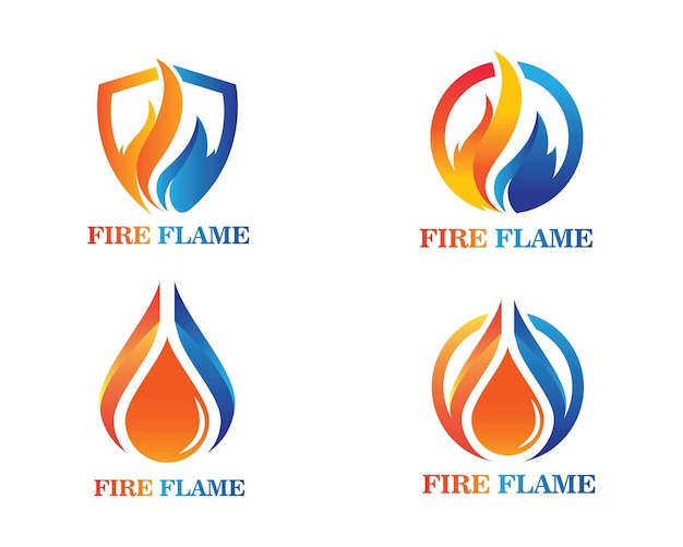 Icono de vector de plantilla de logotipo de llama de fuego Concepto de logotipo de gas y energía de petróleo