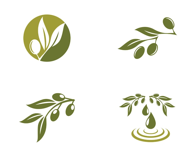 Vector icono de vector de plantilla de logotipo de oliva