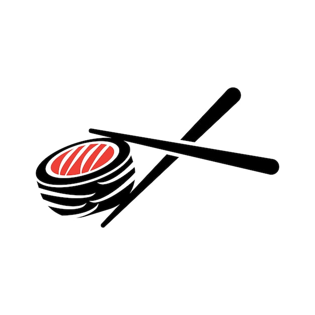 Icono de vector de plantilla de logotipo de sushi para diseño de ilustración de comida japonesa