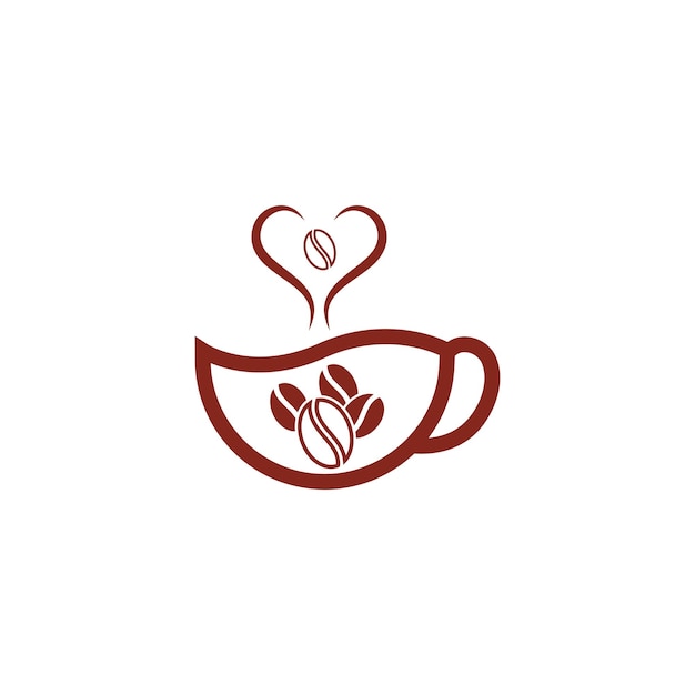 Icono de vector de plantilla de logotipo de taza de café