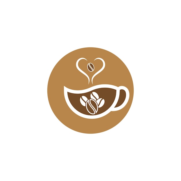 Icono de vector de plantilla de logotipo de taza de café