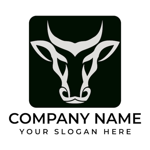 Icono de vector de plantilla de logotipo de vaca