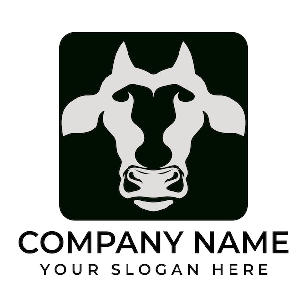 Icono de vector de plantilla de logotipo de vaca