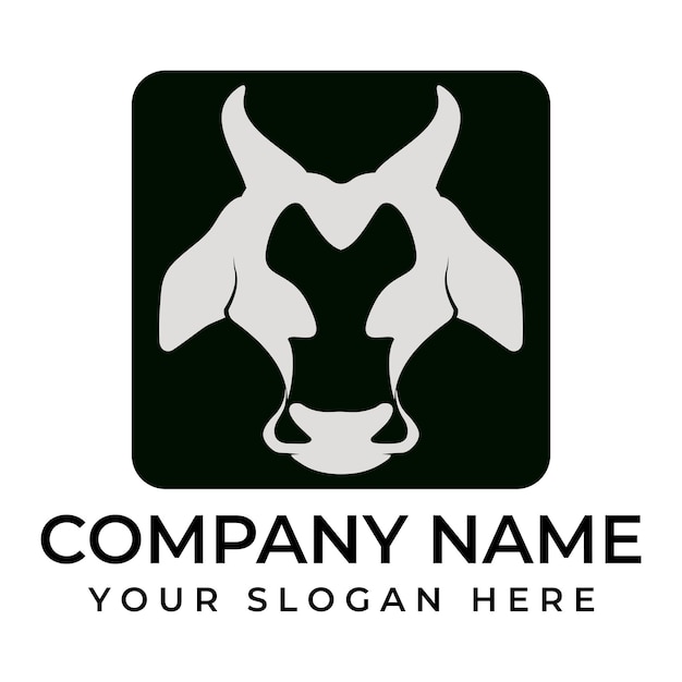 Icono de vector de plantilla de logotipo de vaca