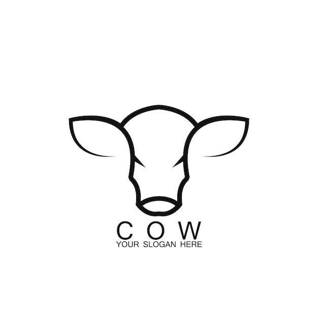 Icono de vector de plantilla de logotipo de vaca