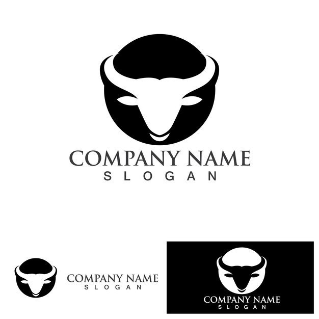 Icono de vector de plantilla de logotipo de vaca