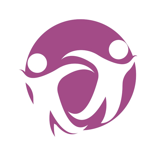 Icono de vector de plantilla de logotipo de vida sana de gente divertida