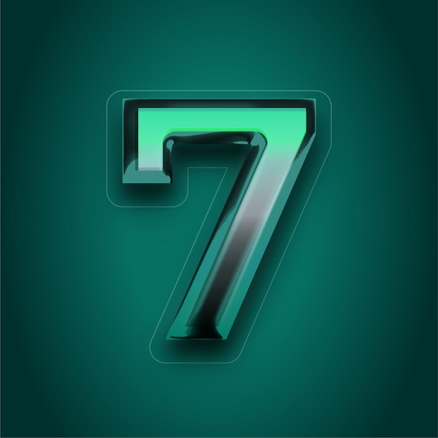Icono de vector de plástico verde premium 3D número 7 con fondo personalizable
