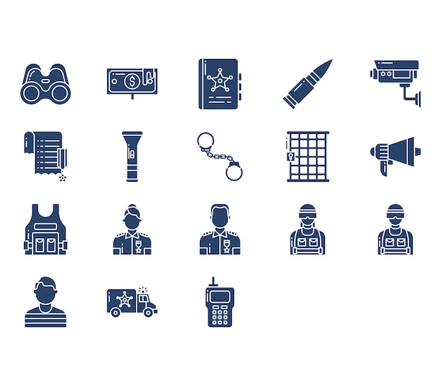 Icono de vector de policía y crimen