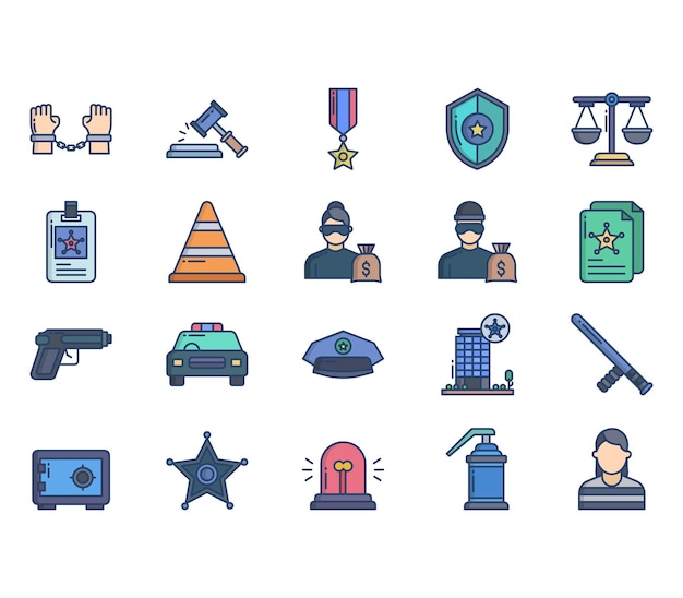 Icono de vector de policía y crimen