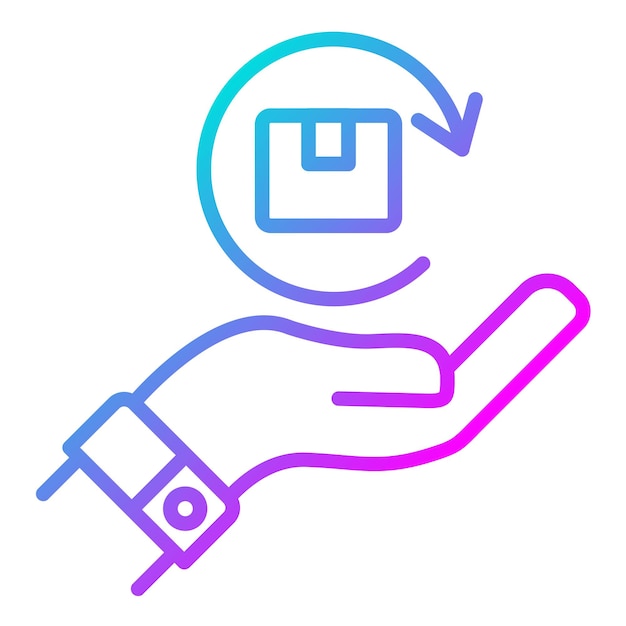 El icono del vector de la política de retorno se puede utilizar para el conjunto de iconos de venta al por menor digital