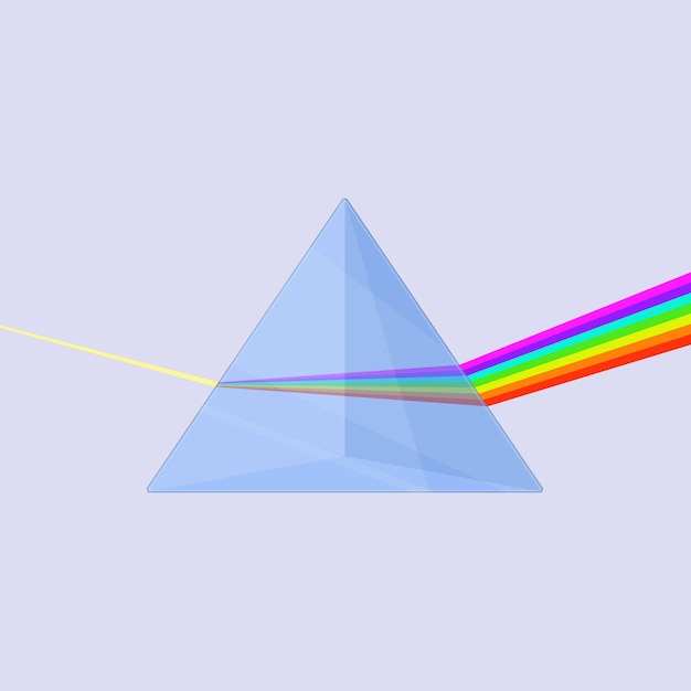 Icono de vector de prisma Física Ilustración de vector de vidrio de prisma Ciencia del color del prisma del arco iris de luz
