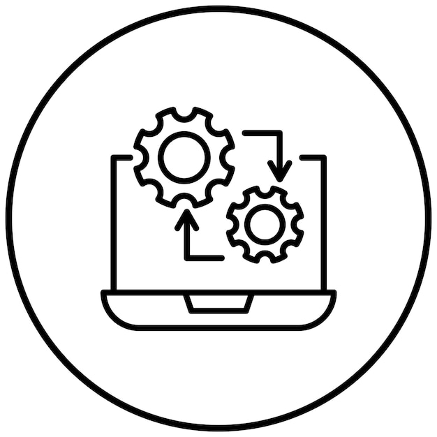El icono del vector de proceso automatizado se puede utilizar para el conjunto de iconos de producción en masa