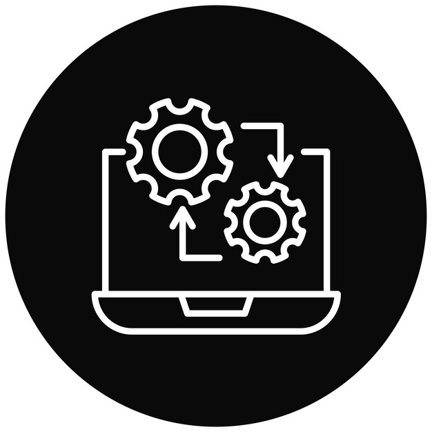 El icono del vector de proceso automatizado se puede utilizar para el conjunto de iconos de producción en masa