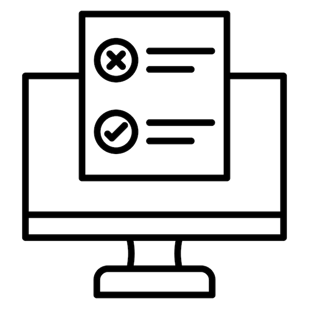 El icono del vector de pruebas en línea se puede utilizar para el conjunto de iconos de educación en línea