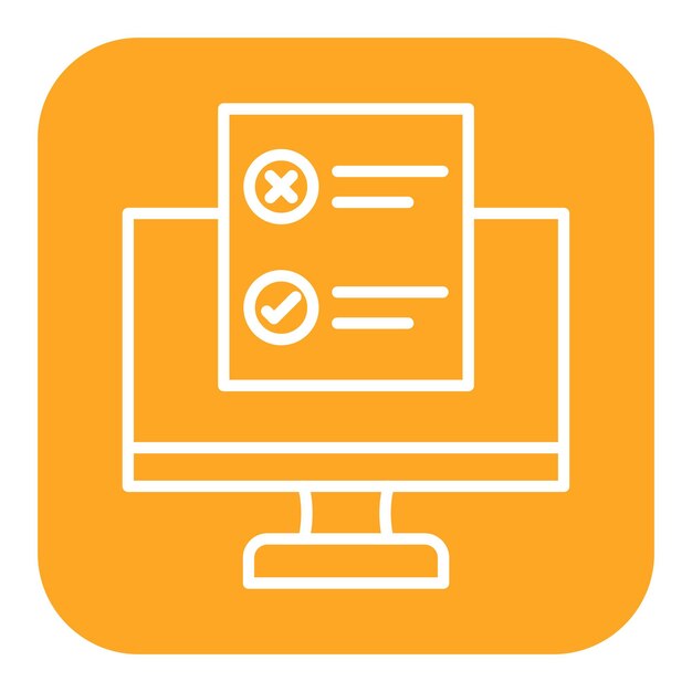 El icono del vector de pruebas en línea se puede utilizar para el conjunto de iconos de educación en línea