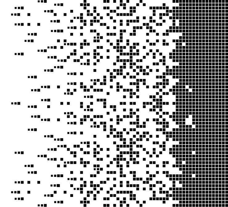 Vector icono de vector de puntos cuadrados lleno disuelto con elementos de rectángulo de efecto de desintegración se agrupan en ...