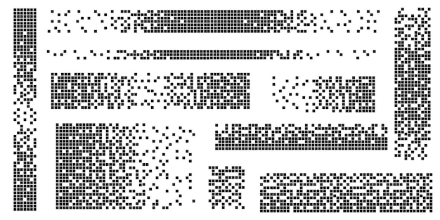 Icono de vector de puntos cuadrados rellenos disueltos con efecto de desintegración Los elementos del rectángulo del vector se agrupan Aislados en fondo blanco