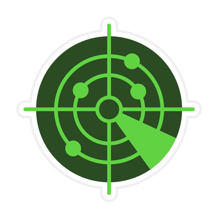 Vector el icono del vector de radar se puede utilizar para el conjunto de iconos de mapa y navegación