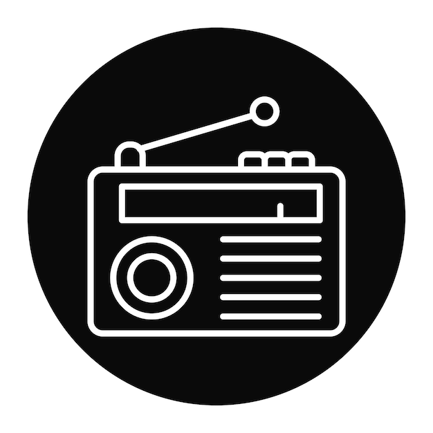 El icono del vector de radio se puede utilizar para el conjunto de iconos de comunicación y medios