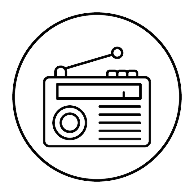 El icono del vector de radio se puede utilizar para el conjunto de iconos de comunicación y medios