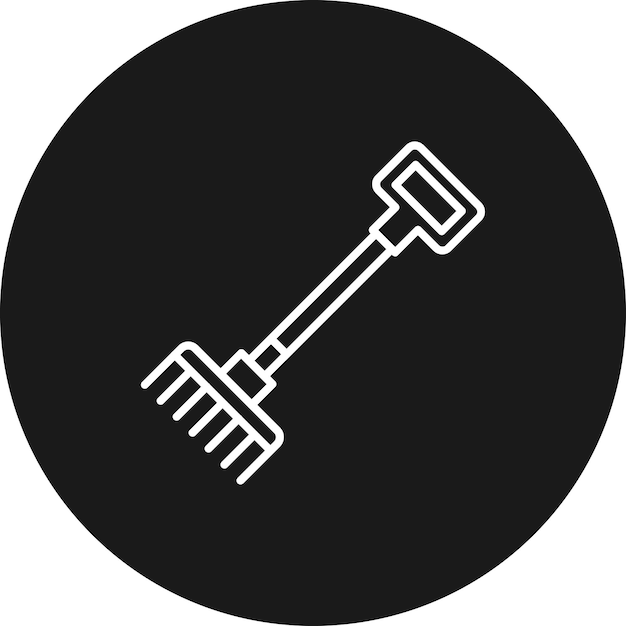 El icono del vector de rastrillo se puede usar para el conjunto de iconos de la aldea
