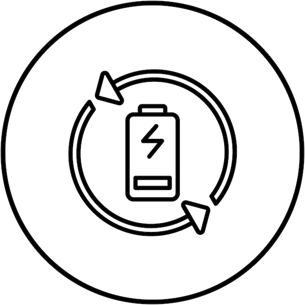 El icono del vector de recarga de batería se puede utilizar para el conjunto de iconos de batería y energía