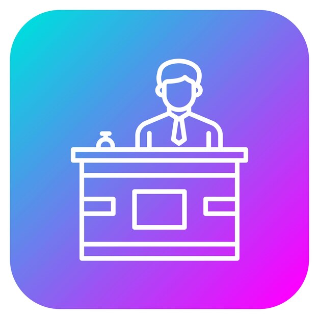El icono del vector de recepción del hotel se puede utilizar para el conjunto de iconos de gestión del hotel