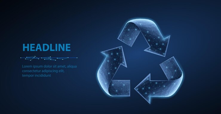 Ícono de vector de reciclaje en fondo azul símbolo de eco señal de flecha