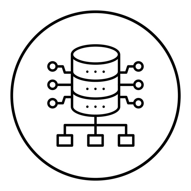 El icono del vector de red de la base de datos se puede utilizar para el conjunto de iconos de alojamiento web