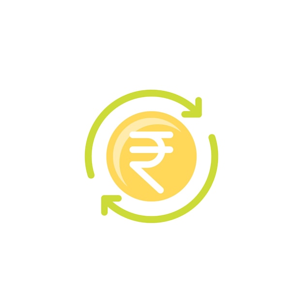 Icono de vector de reembolso de rupia india