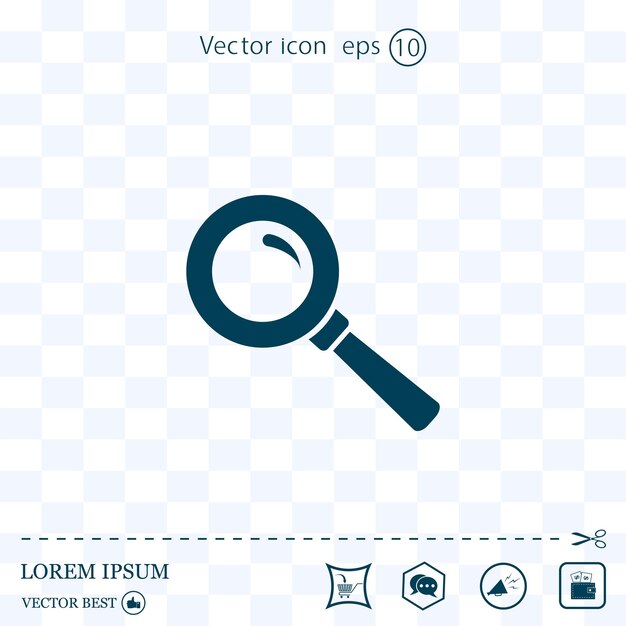 Icono de vector de reloj despertador de lupa en el fondo Eps 10