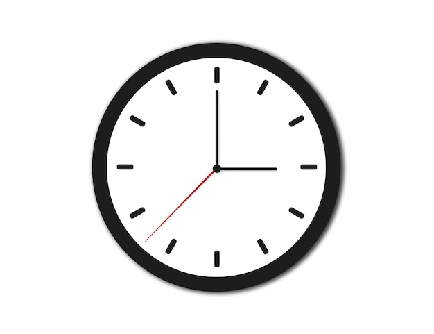 Icono de vector de reloj sobre fondo blanco Ilustración de tiempo de reloj Reloj negro con sombra 10 eps